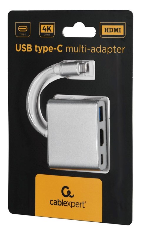GEMBIRD GEMBIRD MULTI ADAPTER USB TYP-C (M) -> USB TYP-C; USB 3.0; HDMI SREBRNY GEMBIRD GEMBIRD MULTI ADAPTER USB TYP-C (M) -> USB TYP-C; USB 3.0; HDMI SREBRNY
