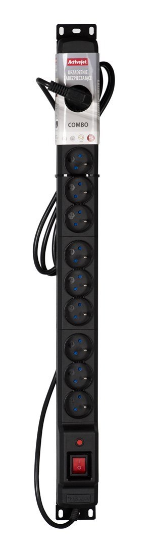 Listwa przeciwprzepięciowa Activejet COMBO/12gn/1,5m/cz (12 x UTE; 10 A (2500 W); 1,5m; kolor czarny) Listwa przeciwprzepięciowa Activejet COMBO/12gn/1,5m/cz (12 x UTE; 10 A (2500 W); 1,5m; kolor czarny)