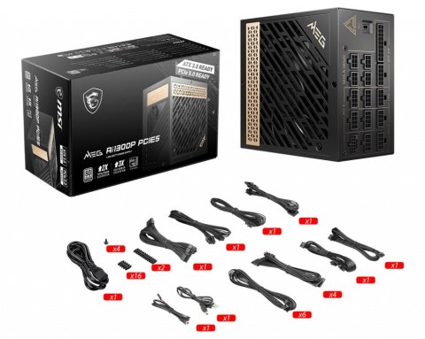 Zasilacz MSI MEG Ai1300P PCIE5 1300W 80+ Platinum ATX 3.1 Zasilacz MSI MEG Ai1300P PCIE5 1300W 80+ Platinum ATX 3.1