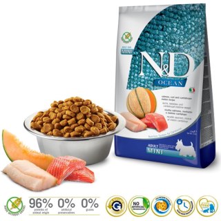 FARMINA N&D OCEAN DOG SALMON, COD & CANTALOUPE MELON ADULT MINI 2,5kg
