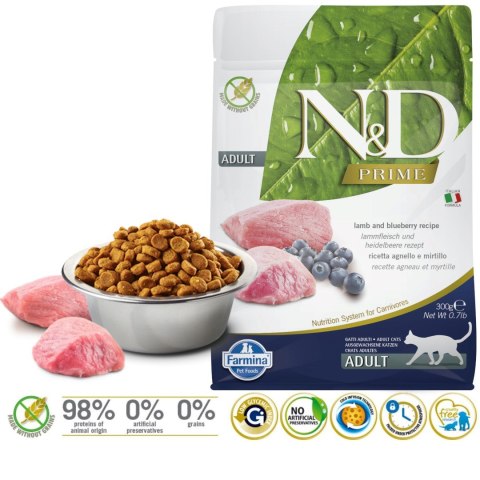 FARMINA N&D PRIME CAT LAMB&BLUEBERRY ADULT 300G