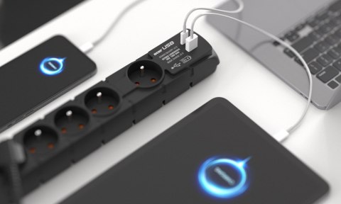 Listwa przeciwprzepięciowa Acar S6 USB A+C (szybka ładowarka) 3m ; czarny Listwa przeciwprzepięciowa Acar S6 USB A+C (szybka ładowarka) 3m ; czarny