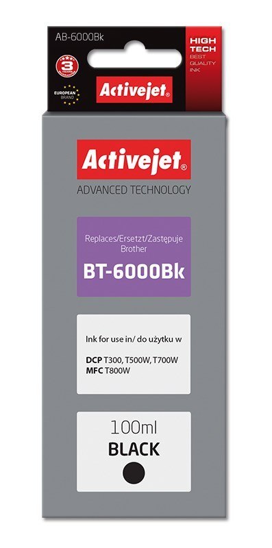 Activejet AB-6000Bk Tusz Buteleczka z atramentem (zamiennik Brother BT-6000BK; Supreme; 100 ml; czarny) Activejet AB-6000Bk Tusz Buteleczka z atramentem (zamiennik Brother BT-6000BK; Supreme; 100 ml; czarny)