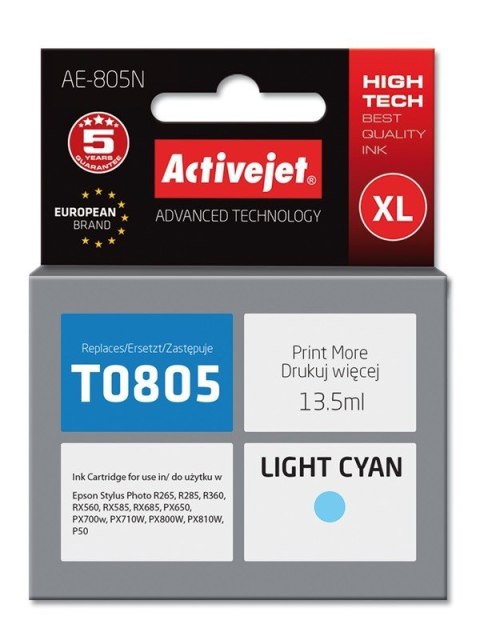 Activejet AE-805N Tusz (zamiennik Epson T0805; Supreme; 13,5 ml; jasny niebieski) Activejet AE-805N Tusz (zamiennik Epson T0805; Supreme; 13,5 ml; jasny niebieski)