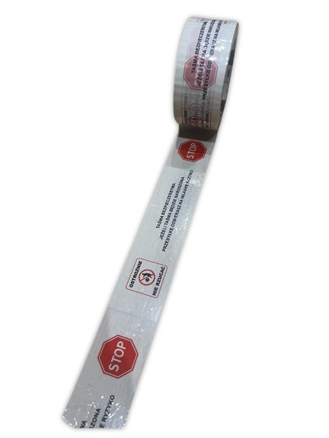 BSTech taśma klejąca z nadrukiem 48x100m "Taśma bezpieczenstwa STOP" BSTech taśma klejąca z nadrukiem 48x100m "Taśma bezpieczenstwa STOP"