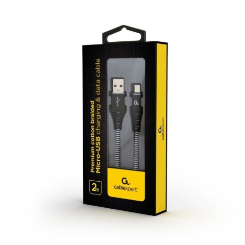 GEMBIRD KABEL PREMIUM MICRO USB 2.0 AM-MBM5P (METALOWE WTYKI,OPLOT) 2M, CZARNY/BIAŁY GEMBIRD KABEL PREMIUM MICRO USB 2.0 AM-MBM5P (METALOWE WTYKI,OPLOT) 2M, CZARNY/BIAŁY