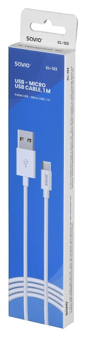 Kabel SAVIO CL-123 (Micro USB - USB 2.0 ; 1m; kolor biały) Kabel SAVIO CL-123 (Micro USB - USB 2.0 ; 1m; kolor biały)