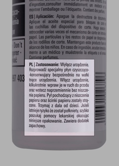 Płyn czyszcząco-konserwujący do niszczarek HSM 250ml Płyn czyszcząco-konserwujący do niszczarek HSM 250ml