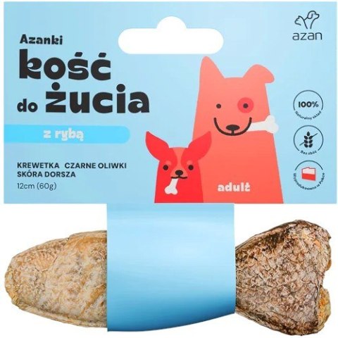AZANKI Kość z krewetką skórze dorsza KSZTAŁT RYBKI 12cm AZANKI Kość z krewetką skórze dorsza KSZTAŁT RYBKI 12cm