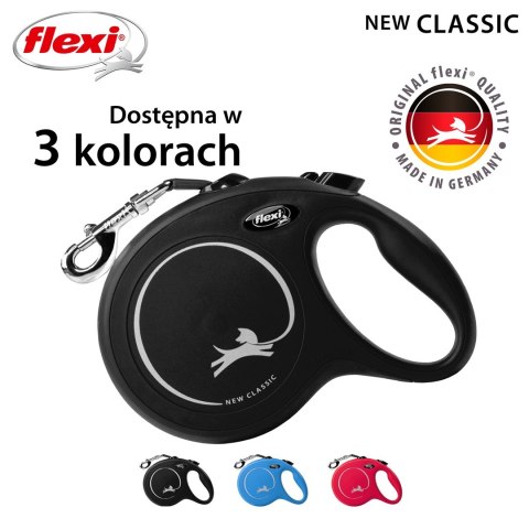 Smycz flexi automatyczna New Classic L taśma 5m - dla psa do 50kg, kolor: czarny Smycz flexi automatyczna New Classic L taśma 5m - dla psa do 50kg, kolor: czarny