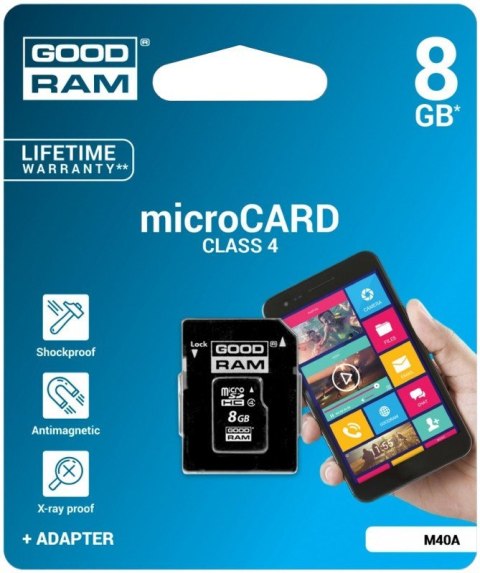 Karta GoodRam M40A-0080R11 (8GB; Class 4) Karta GoodRam M40A-0080R11 (8GB; Class 4)