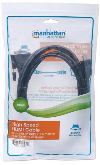 HDMI - DVI-D MANHATTAN HDMI (męski) - DVI-D 24+1 (męski) 3 m 3m /s1x HDMI (wtyk) DVI-D 24+1 (męski)