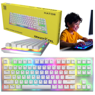 Klawiatura mechaniczna HATOR Gravity X TKL HTK551 biała aluminiowa RGB