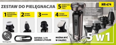 Zestaw do golenia 5w1 USB MAESTRO MR-674
