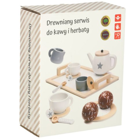 Serwis kawowy drewniany zestaw naczyń dla 2 osób