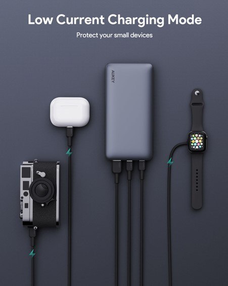 AUKEY POWERBANK 20000MAH, 2X USB-C PD 65W, USB-A 18W, SZARY AUKEY POWERBANK 20000MAH, 2X USB-C PD 65W, USB-A 18W, SZARY