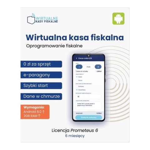 Licencja ESD Wirtualna kasa fiskalna Oprogramowanie fiskalne PROMETEUS6 6 miesięcy Licencja ESD Wirtualna kasa fiskalna Oprogramowanie fiskalne PROMETEUS6 6 miesięcy