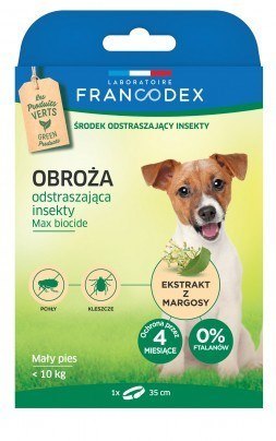 FRANCODEX Obroża dla małych psów do 10 kg odstraszająca insekty - 4 miesiące ochrony - 35 cm FRANCODEX Obroża dla małych psów do 10 kg odstraszająca insekty - 4 miesiące ochrony - 35 cm