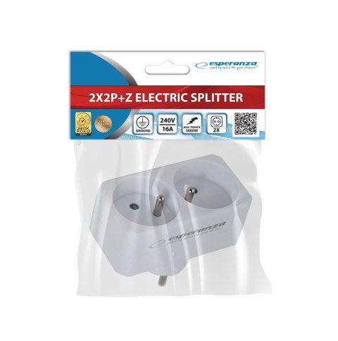 ESPERANZA ROZGAŁĘŹNIK ELEKTRYCZNY 2 GNIAZDA BIAŁY ELK305W ESPERANZA ROZGAŁĘŹNIK ELEKTRYCZNY 2 GNIAZDA BIAŁY ELK305W