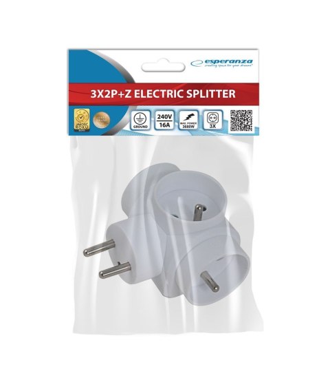 ESPERANZA ROZGAŁĘŹNIK ELEKTRYCZNY 3 GNIAZDA BIAŁY ELK302W
