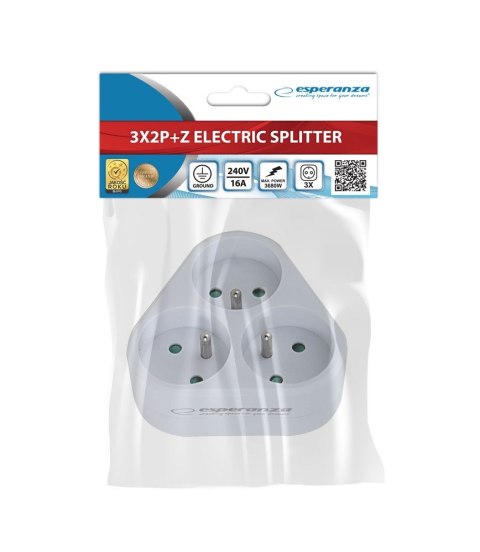 ESPERANZA ROZGAŁĘŹNIK ELEKTRYCZNY 3 GNIAZDA BIAŁY ELK303W ESPERANZA ROZGAŁĘŹNIK ELEKTRYCZNY 3 GNIAZDA BIAŁY ELK303W