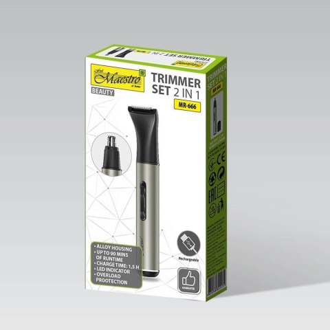 Zestaw trymerów 2w1 USB MAESTRO MR-666