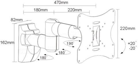 Uchwyt do TV MACLEAN BRACKETS Czarny MC-503A B (nośność 30kg /23 - 42 cale) Uchwyt do TV MACLEAN BRACKETS Czarny MC-503A B (nośność 30kg /23 - 42 cale)