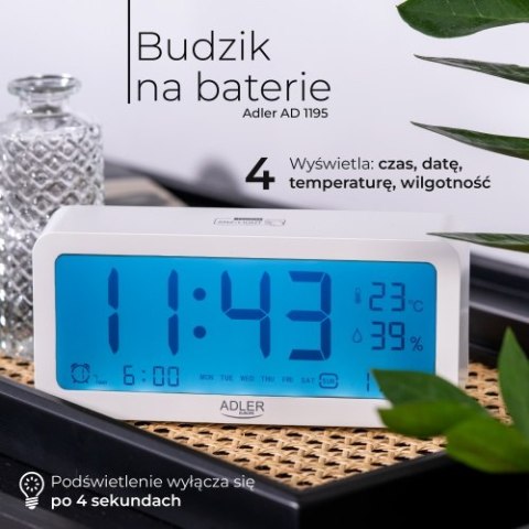Budzik na baterie - Biały