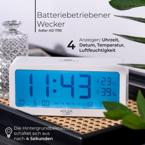 Budzik na baterie - Biały