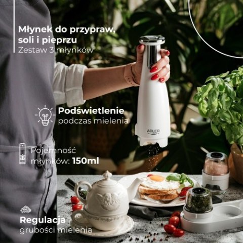 Młynek do przypraw, soli i pieprzu - Zestaw 3 młynków - USB Młynek do przypraw, soli i pieprzu - Zestaw 3 młynków - USB