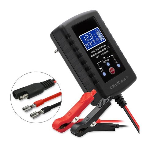 Ładowarka do akumulatora Qoltec AGM GEL STD 6V/12V | 2A | Prostownik z funkcją naprawy i wyświetlaczem LED Ładowarka do akumulatora Qoltec AGM GEL STD 6V/12V | 2A | Prostownik z funkcją naprawy i wyświetlaczem LED