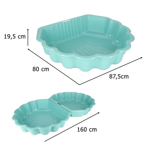 Piaskownica zamykana basen Muszelka Twins podwójna 2w1 174x79x20cm miętowa