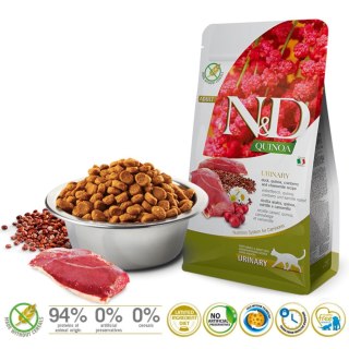 FARMINA N&D CAT QUINOA URINARY DUCK - z kaczką, quinoa, żurawiną i rumiankiem- sucha karma dla kota - 5kg