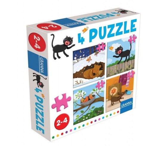 Puzzle z kotem 4 ,6,9,12 elementów GRANNA Puzzle z kotem 4 ,6,9,12 elementów GRANNA