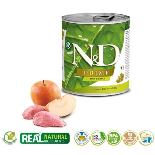 FARMINA N&D DOG PRIME BOAR & APPLE - mokra karma dla psa - puszka 285g