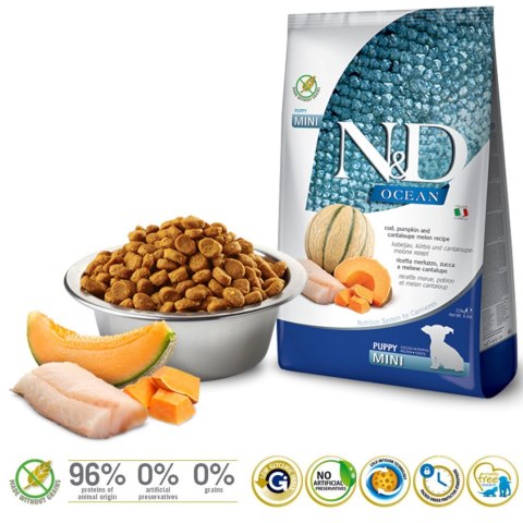 FARMINA N&D OCEAN DOG COD, PUMPKIN & CANTALOUPE MELON PUPPY MINI 2,5g