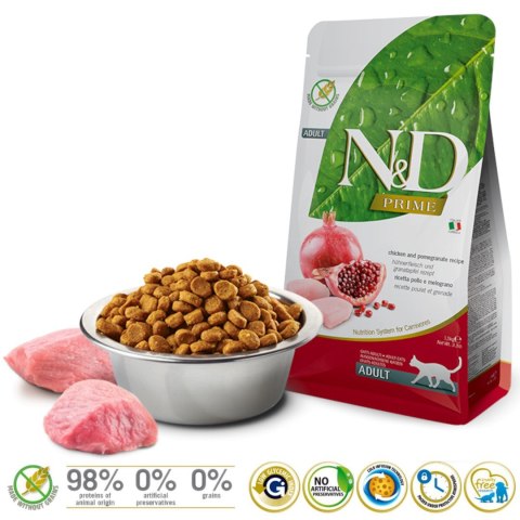 FARMINA N&D PRIME CAT CHICKEN & POMEGRANATE ADULT - sucha karma dla kota - 1,5kg FARMINA N&D PRIME CAT CHICKEN & POMEGRANATE ADULT - sucha karma dla kota - 1,5kg