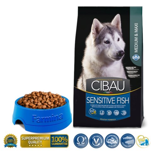 FARMINA CIBAU Sensitive Fish Medium/Maxi - sucha karma dla psa - 12kg + 2kg GRATIS