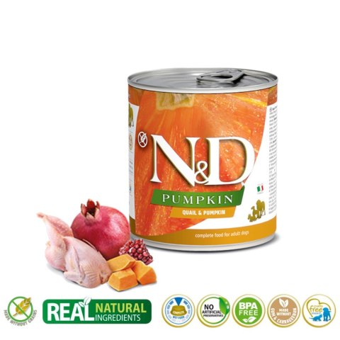 FARMINA N&D DOG QUAIL & PUMPKIN - mokra karma dla psa - puszka 285g