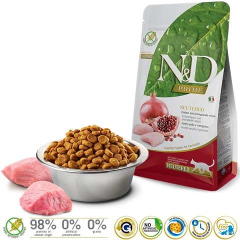 FARMINA N&D PRIME CAT NEUTERED CHICKEN & POMEGRANATE ADULT - sucha karma dla kota - 5kg FARMINA N&D PRIME CAT NEUTERED CHICKEN & POMEGRANATE ADULT - sucha karma dla kota - 5kg