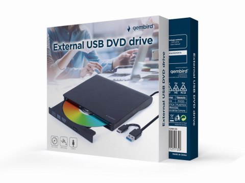 GEMBIRD ZEWNĘTRZNA NAGRYWARKA DVD 8X, CD 24X USB 3.1 SLIM CZARNA GEMBIRD ZEWNĘTRZNA NAGRYWARKA DVD 8X, CD 24X USB 3.1 SLIM CZARNA