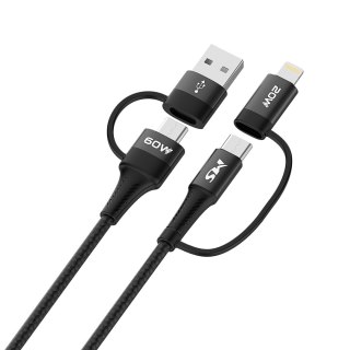 KABEL MS CABLE 4w1 USB-A/C - USB-C/LIGHTNING 1m CZARNY