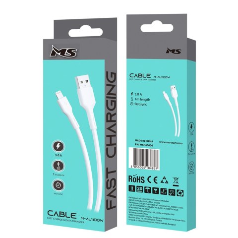 KABEL MS M-AL1100W USB-AM 2.0 - LIGHTNING 1m BIAŁY KABEL MS M-AL1100W USB-AM 2.0 - LIGHTNING 1m BIAŁY