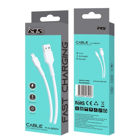 KABEL MS M-AL1200W USB-AM 2.0 - LIGHTNING 2m BIAŁY KABEL MS M-AL1200W USB-AM 2.0 - LIGHTNING 2m BIAŁY