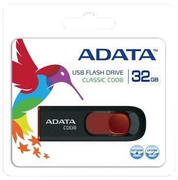 Pendrive A-DATA C008 (32 GB /USB 2.0 /Czarno-czerwony ) Pendrive A-DATA C008 (32 GB /USB 2.0 /Czarno-czerwony )