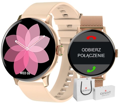 Smartwatch Giewont Różowy GW330-1 Różowe Złoto-Róż Pudrowy Pasek Silikonowy + Bransoleta Różowe Złoto Smartwatch Giewont Różowy GW330-1 Różowe Złoto-Róż Pudrowy Pasek Silikonowy + Bransoleta Różowe Złoto