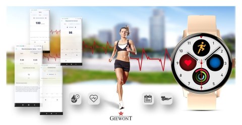 Smartwatch Giewont Różowy GW330-1 Różowe Złoto-Róż Pudrowy Pasek Silikonowy + Bransoleta Różowe Złoto Smartwatch Giewont Różowy GW330-1 Różowe Złoto-Róż Pudrowy Pasek Silikonowy + Bransoleta Różowe Złoto