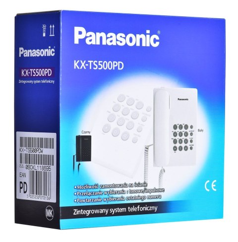 Telefon przewodowy Panasonic KX-TS 500PDW Biały Telefon przewodowy Panasonic KX-TS 500PDW Biały
