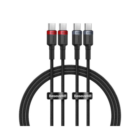 Kabel przewód USB-C PD 2.0 1m Baseus Cafule P10318306003-00 5A z obsługą szybkiego ładowania 100W - 2 sztuki Kabel przewód USB-C PD 2.0 1m Baseus Cafule P10318306003-00 5A z obsługą szybkiego ładowania 100W - 2 sztuki