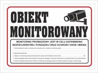 Tabliczka PCV Obiekt Monitorowany z RODO